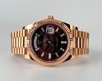 Rolex Day-Date 40 Rose Gold Chocolate Diamond Dial & Fluted Bezel President Bracelet 228235 - - 图片 4
