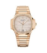 35mm 18k Rose Gold Silver Dial Diamond Bezel