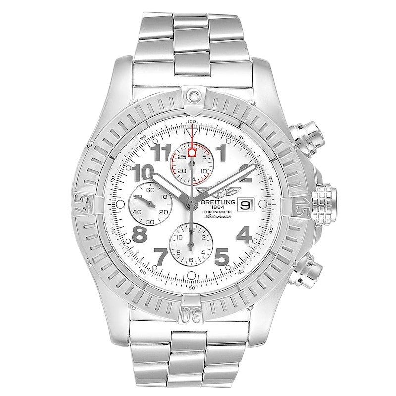 Pre-Owned-Breitling-Super-Avenger-A13370-White-Dial-Chronograph-Steel-Mens-Watch-JD-Watches-NY.jpg Breitling Super Avenger A13370 White Dial Chronograph Steel Mens Watch - Image 1