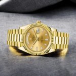 Rolex Yellow Gold Day-Date 40 Watch Champagne Baguette Diamond Dial - President Bracelet - Image 2