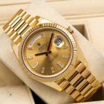 Rolex Yellow Gold Day-Date 40 Watch Champagne Baguette Diamond Dial - President Bracelet - Image 3