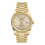 Rolex Yellow Gold Day-Date 40 Watch Silver Diagonal Motif Index Dial - President Bracelet 228238