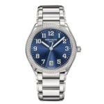 36mm Steel Sunburst Blue Dial Diamond Bezel Bracelet